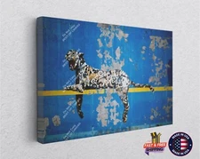 Blue Leopard Graffiti Classic Street Banksy Wall Art Design Canvas Décor