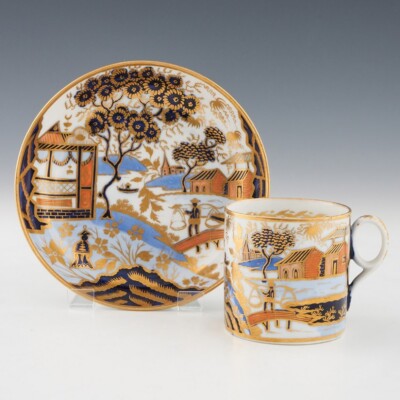 Neu Hall Muster 1163 Kaffeedose und Untertasse um 1820