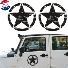 2Pcs Army Star Distressed Vinyl Decal Car Hood Side Door Body Sticker For Jeep