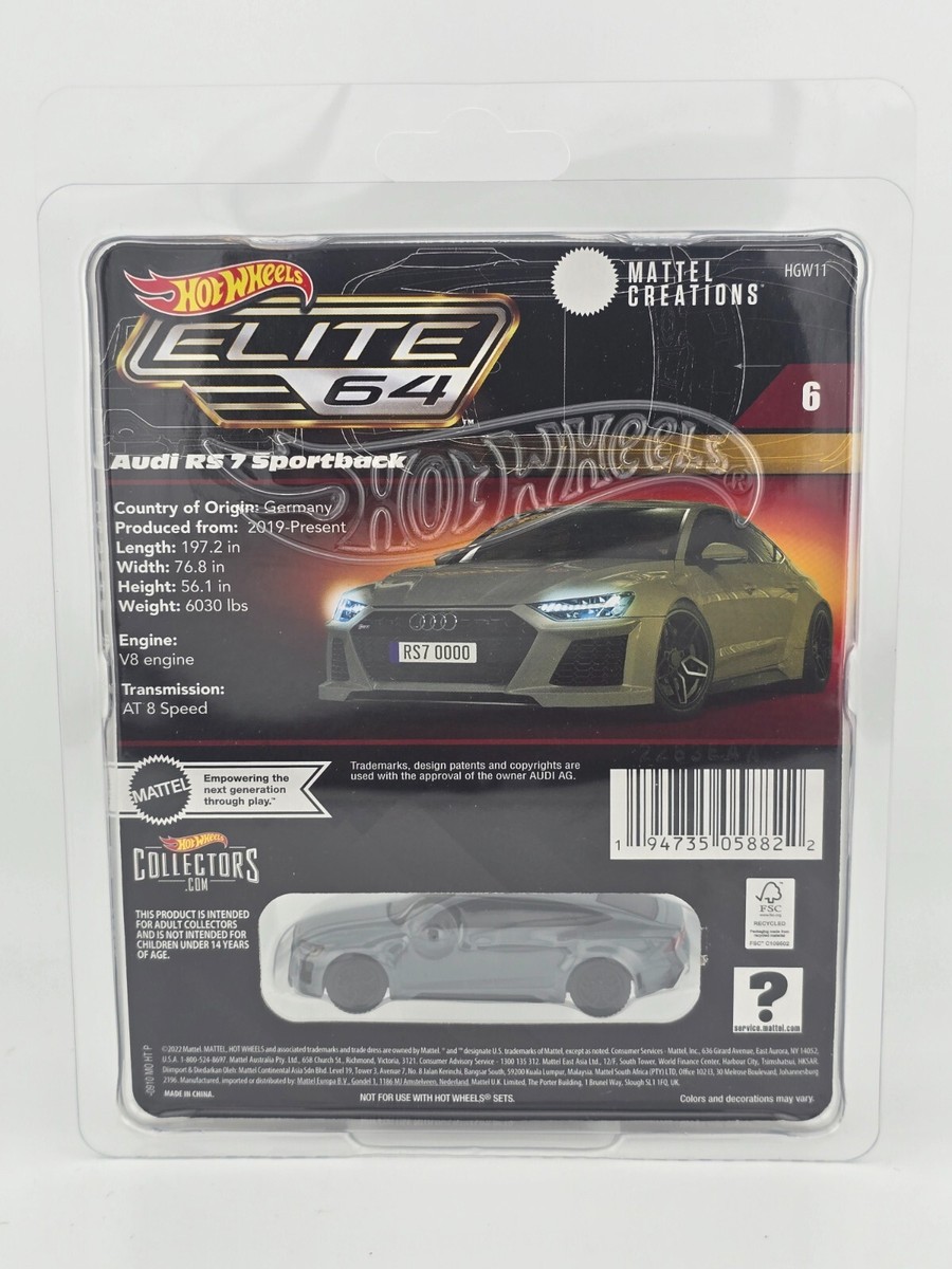 Hot Wheels ELITE 64 Audi RS 7 Sportsback w/Real Riders