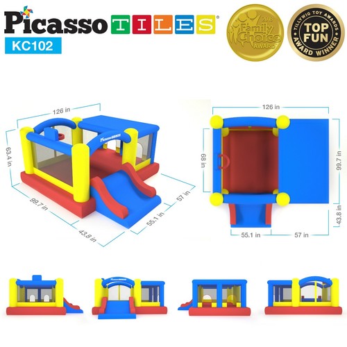 Picasso Tiles KC102 Jump Slide & Dunk Bouncing House Bounce Jumper