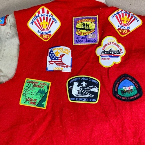 Vintage Boy Scouts Tan Uniform Shirt & Red Vest with Patches BSA - Picture 15 of 17