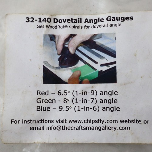 3 Dovetail Angle Gauges Red -6.5° (1 in 9) 8° (1 in 7) Blue 9.5° (1 in 6) 32-140 - Picture 7 of 8