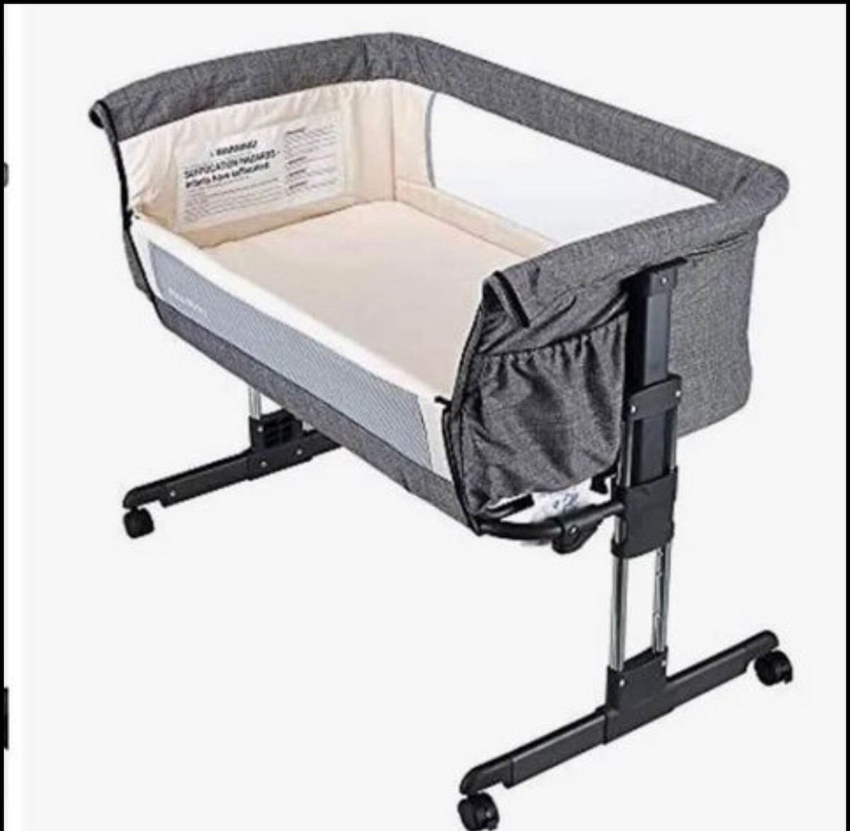 Mika Micky Bedside Sleeper Portable Crib Grey