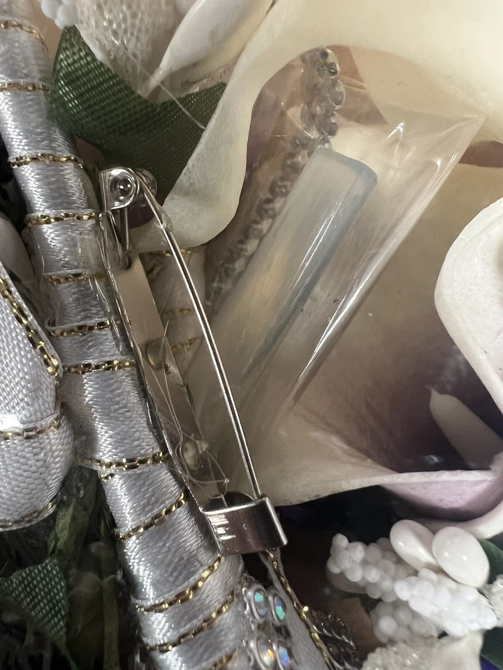 4 Piece Purple White Lily Boutonnières For Men Accessories Wedding Prom  - Image 2 of 4