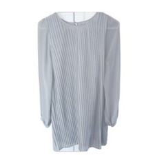 ASOS Chiffon Silvery Gray Pleated Mini Trapeze Dress Sz 8 Wedding