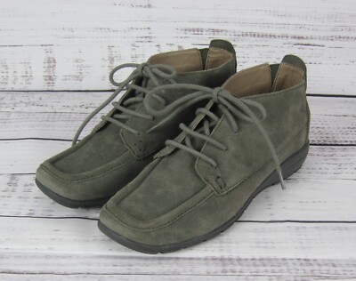 Easy Spirit Adagio Suede Slate Green Lace Up Boots Booties 6M