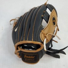 Franklin Fielding Glove 8.5" 22723 Tee T-Ball Mitt Right Hand Thrower Black Tan