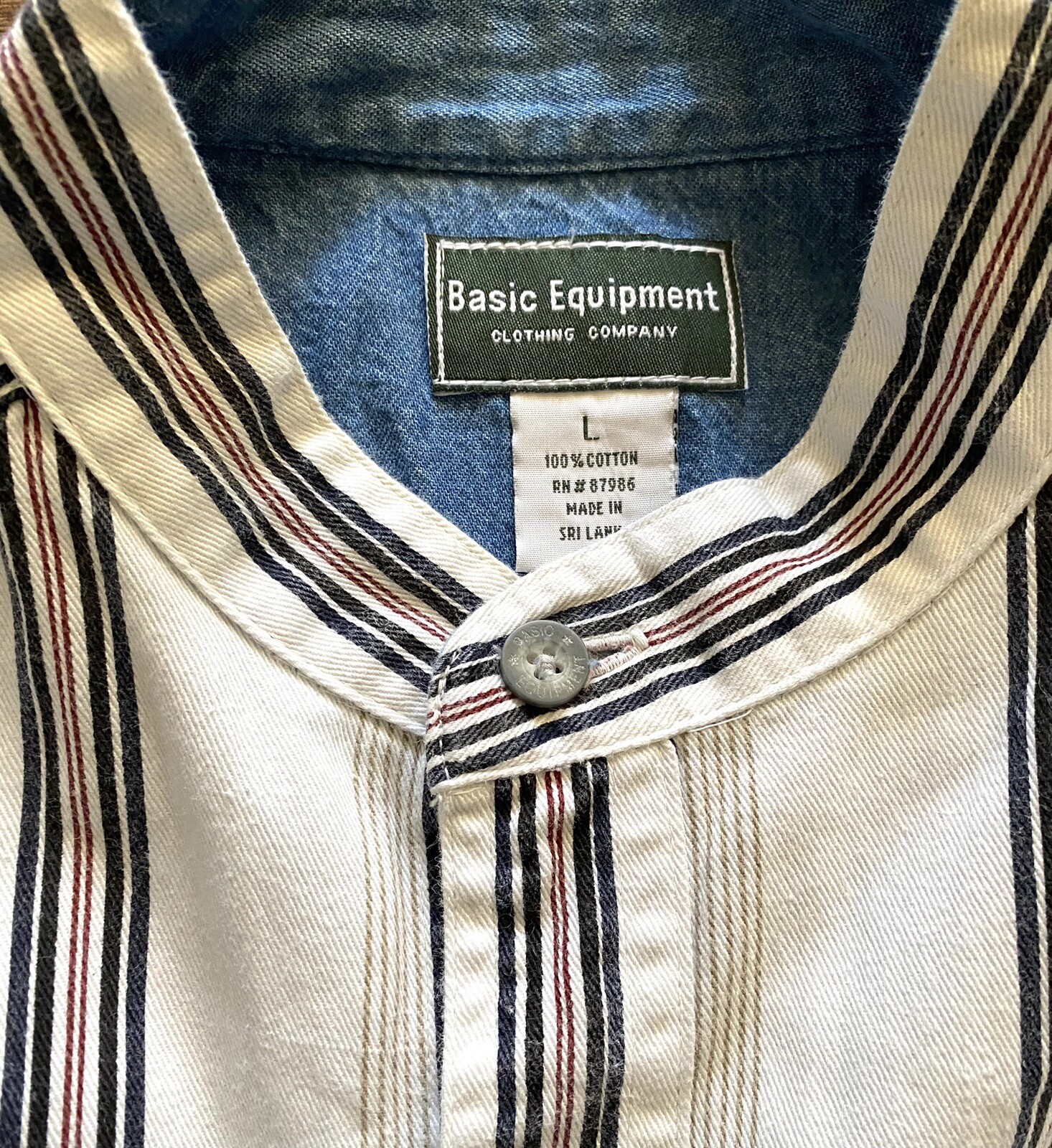 Vintage 90s Basic Equipment Stripe Button Up Shir… - image 3