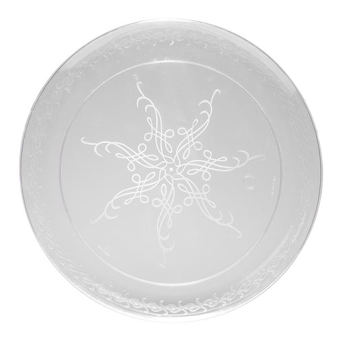 Round Clear Scroll Disposable Plastic Plates Wedding Party Value Sets 240pcs - Picture 3 of 8