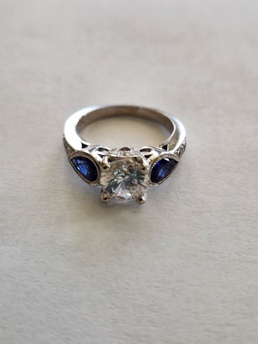 Diamond & Sapphire 14K White Gold Engagement Ring Setting *NEW* *SIZEABLE* - Picture 8 of 8