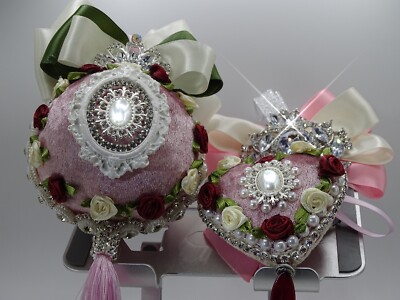 Weihnachtskugeln handmade kompl. 4-teiliges Set (Kugel,Herz,Medallion,Brosche)