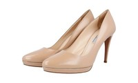 Prada Saffiano Leder Plateau Pumps - 1IP079 - Beige Cammeo - Neu - 40 Uk 7