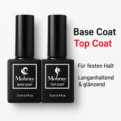 MOBRAY UV Base Coat & Top Coat UV/LED Gel Nagel lack Primer No Wipe hochglänzend Profi