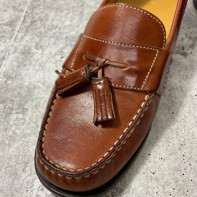 COLE HAAN Mens Size 9B Brown British Leather Tassle Loafers  display picture 1