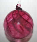 Artisan Hand Blown Swirl Iridescent Witches Ball Christmas Glass Ornament Purple — photo 2