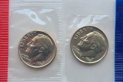 1989 P & D ROOSEVELT DIMES IN US MINT CELLO – BU UNCIRCULATED COIN SET LOT