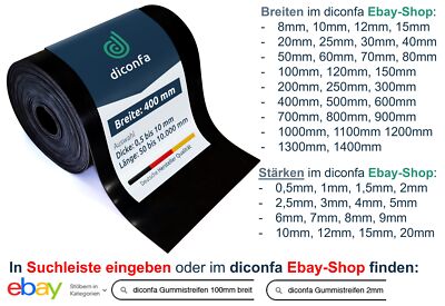 Gummimatte 400mm 40cm breit - DICKE 2,5mm 3mm 4mm 5mm - LÄNGE 0,05m bis 10m