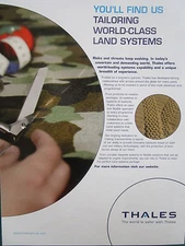 4/2009 PUB THALES DEFENSE WARFARE LAND SYSTEMS ORIGINAL CAMOUFLAGE OUTFIT AD