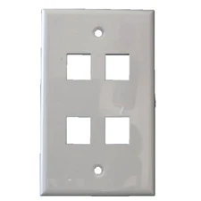 4 Port Keystone Faceplate in White Cat5 Cat6 RG6  25 Pack