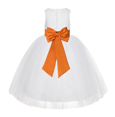 White Lace Flower Girl Dress Wedding Bridesmaid Dress Graduation Dress Birthday
