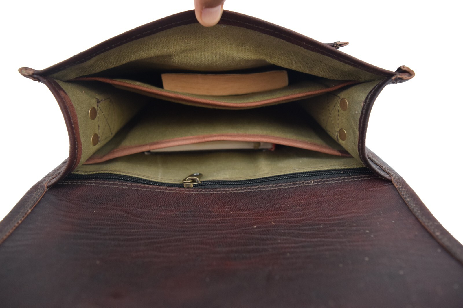 14 In Dark Leather Messenger Bag School A4 Laptop Satchel Crossbody Sling Bag