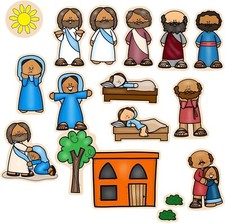 Jesus Heals Sick Woman  Raises Jairus' Daughter Felt Figures for Flannel Boards
