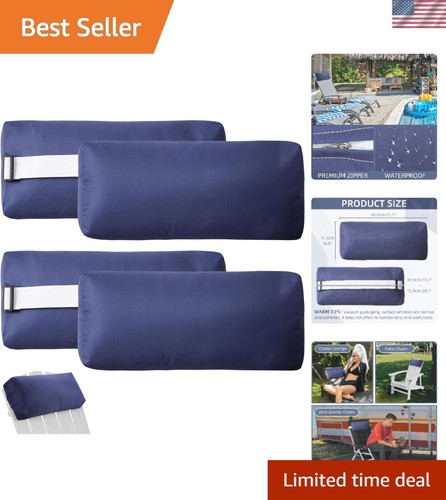 Chaise Lounge Head Pillow, 4 Pack Outdoor Lounge Chair Pillows with Adjustabl...