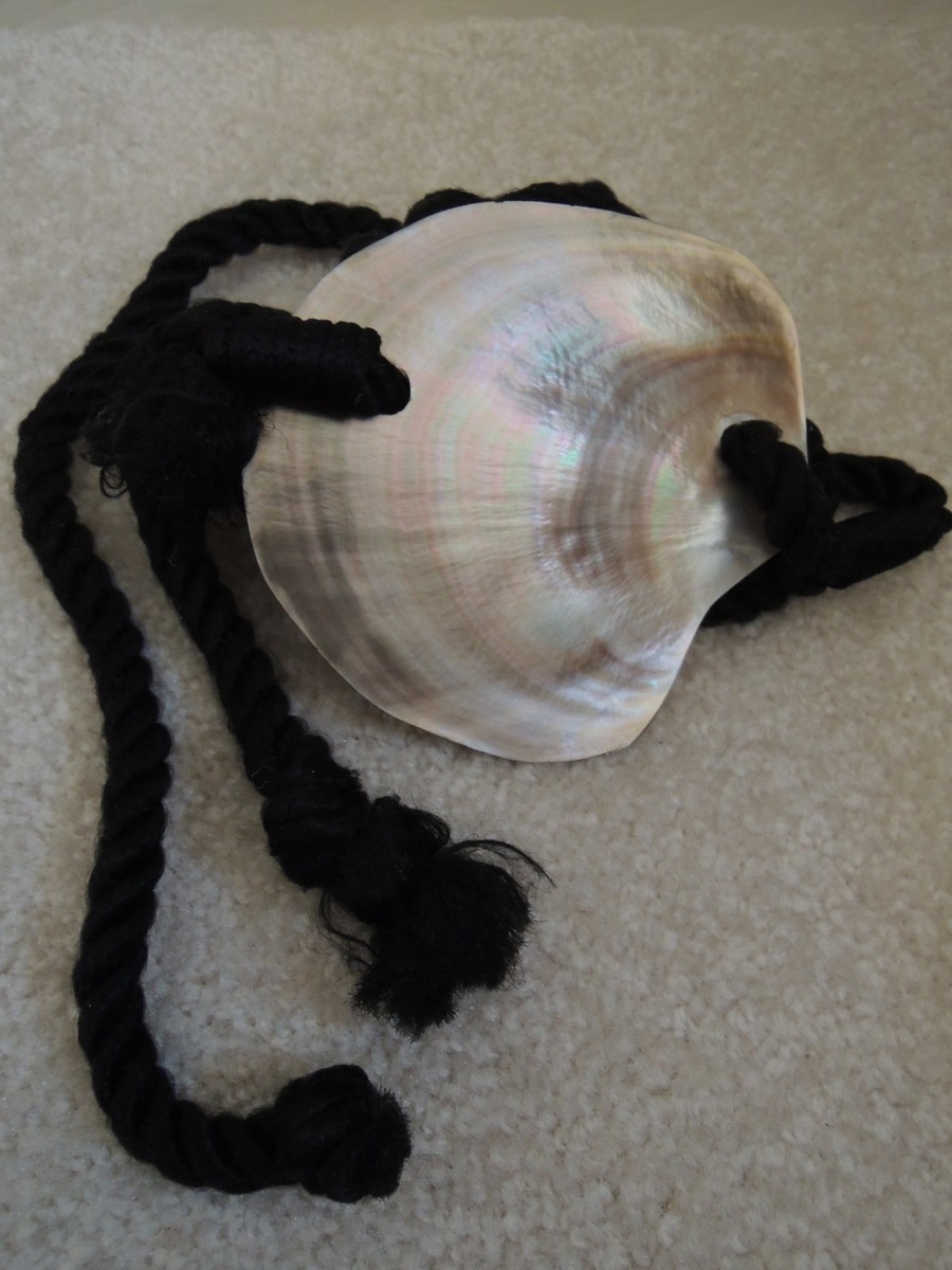 Ladies Belt One Size Fits All Abalone Shell on Black Rope 