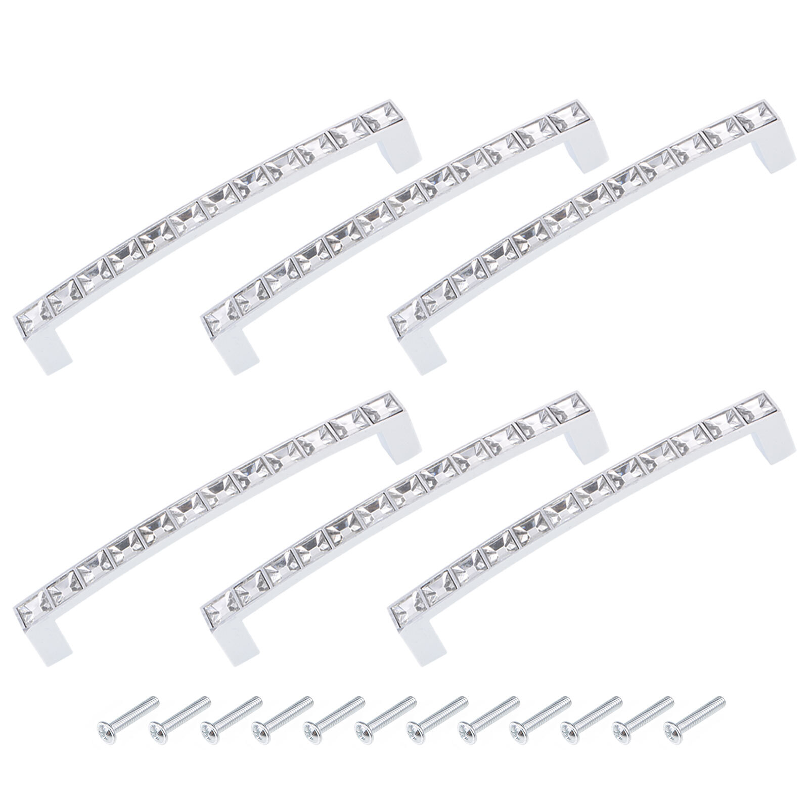 Crystal Drawer Pull Handles 136mm 5.35 Inch 6Pcs with Screws Clear Cabinet Knobs