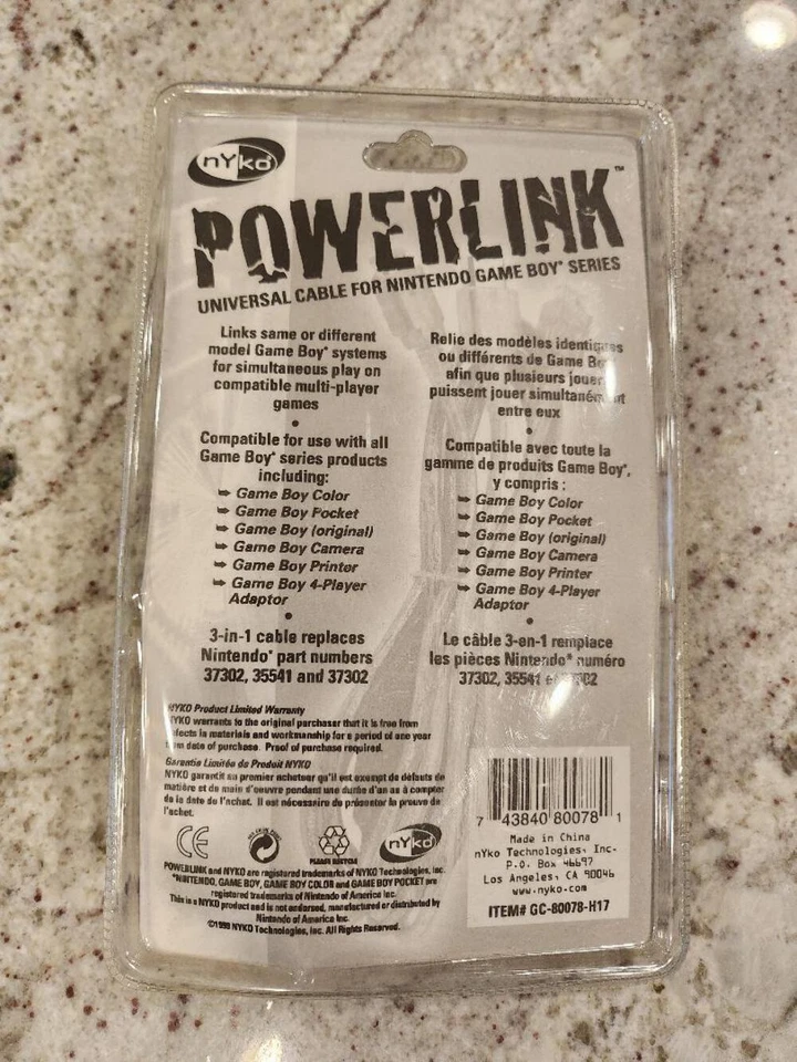 NYKO Powerlink Universal Cable Nintendo Gameboy, GBC, Pocket Sealed NEW - Image 2 of 2