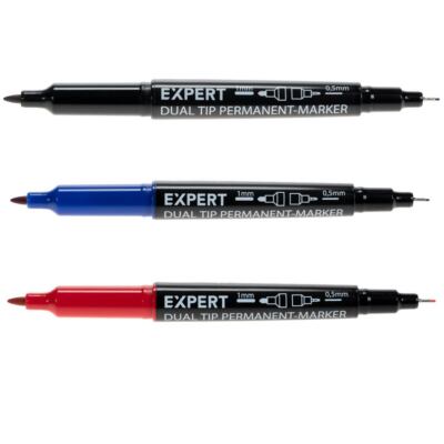 EXPERT Dual Tip Marker -  wasserfest - permanent - schwarz/rot/blau
