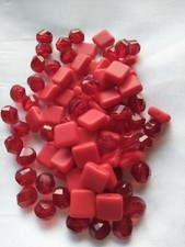 40g mix red faceted and flat square czech glass Beads jb1950 