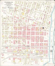 20" x 24" 1906 Map Of Des Moines Polk County Iowa Sanborn Fire Insurance