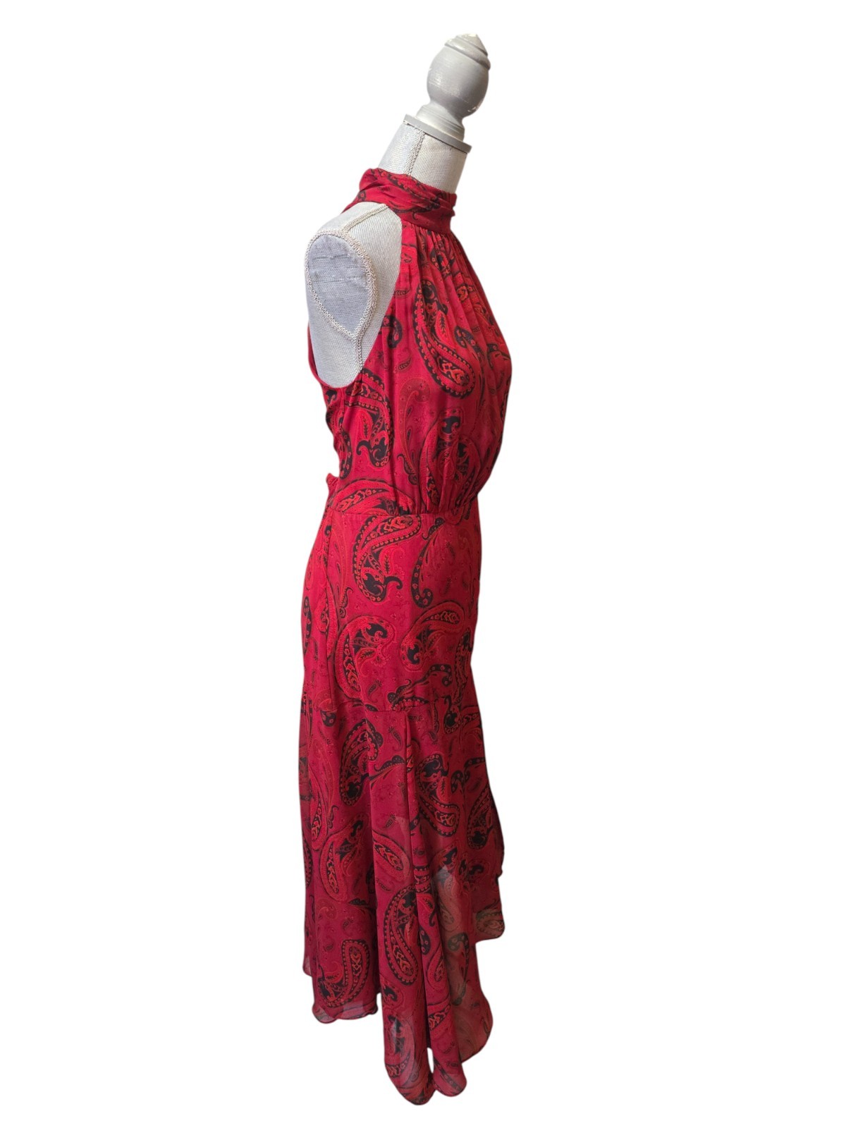 Ming Mango Women's Size XL Paisley Print Red Halter Top Sunrise Dress NWT thumbnail 4