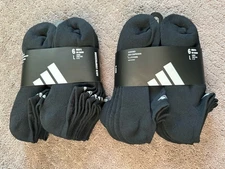adidas 102403 Size L Men's Athletic Socks - Black ( 12 Piece) $44