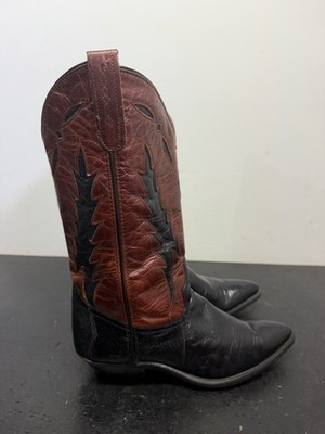 VTG CODE WEST EXOTIC LIZARD SKIN & LEATHER BOHO COWGIRL BOOTS SZ 7.5 USA WOMENS