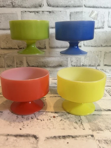 VTG Federal Glass Primary Colored Sherebert Milk Glass Set