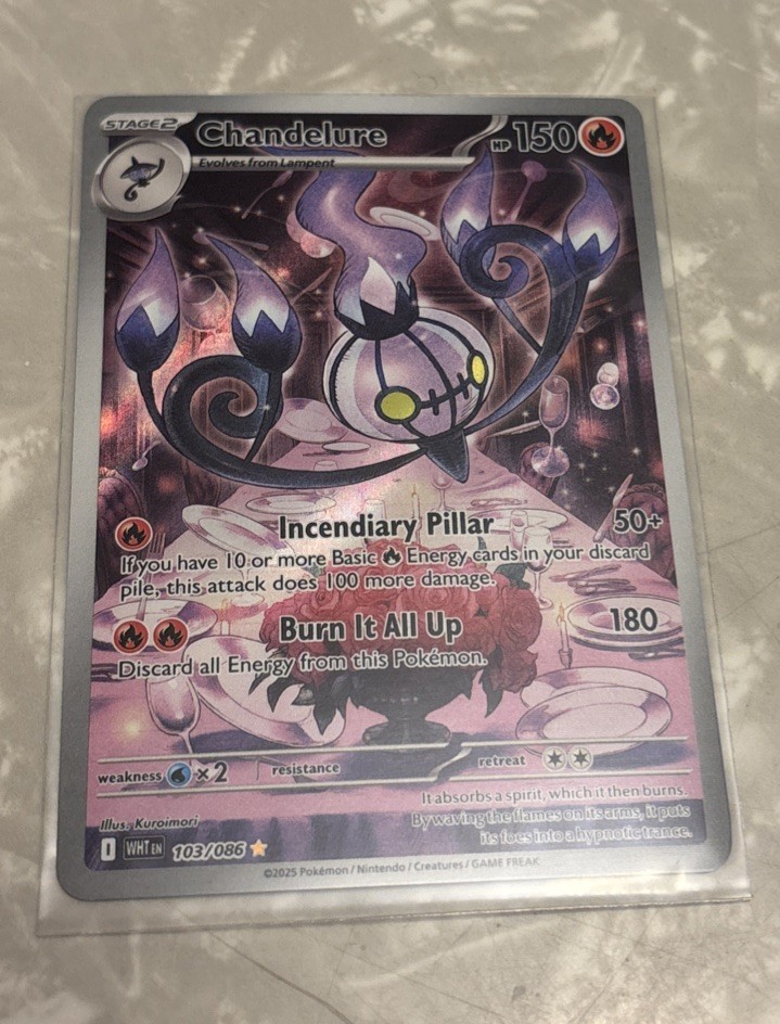 Chandelure 103/086 Sv: White Flare Holo Illustration Rare Near Mint