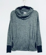 Athleta Sweatshirt Womens Small Charcoal Gray Cowl Neck Batwing and Robin Yoga