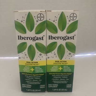 Iberogast Dual Action Digestive Relief Liquid Drops 1.69oz  50ml x2 Exp 08/26