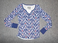 HARAJUKU LOVERS MADE IN USA WOMENS LARGE HENLEY FATAL ATTRACTION SHIRT        A1