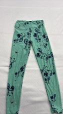 LuLaRoe One Size OS Leggings Green Bicycle Print Soft