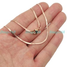 Real 18K Rose Gold Filled Tarnish-Resist 24" 2mm Thin Italian Flat Snake Chain