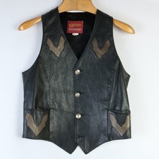 GOLDEN PIONEER WEAR BUFFALO NICKEL LIZARD LEATHER VEST SZ 38 BTM BUTTON MISSING