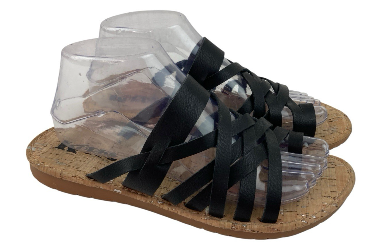 APL Sandali Korks Khell donna 8 neri pelle cinturino slip on piatti estivi comodi