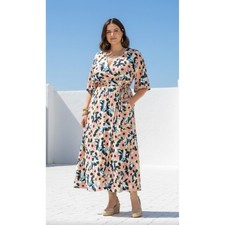 ASOS EDITION Maxi Dress Women Size 12 Pink Floral Wrap V-Neck Cotton