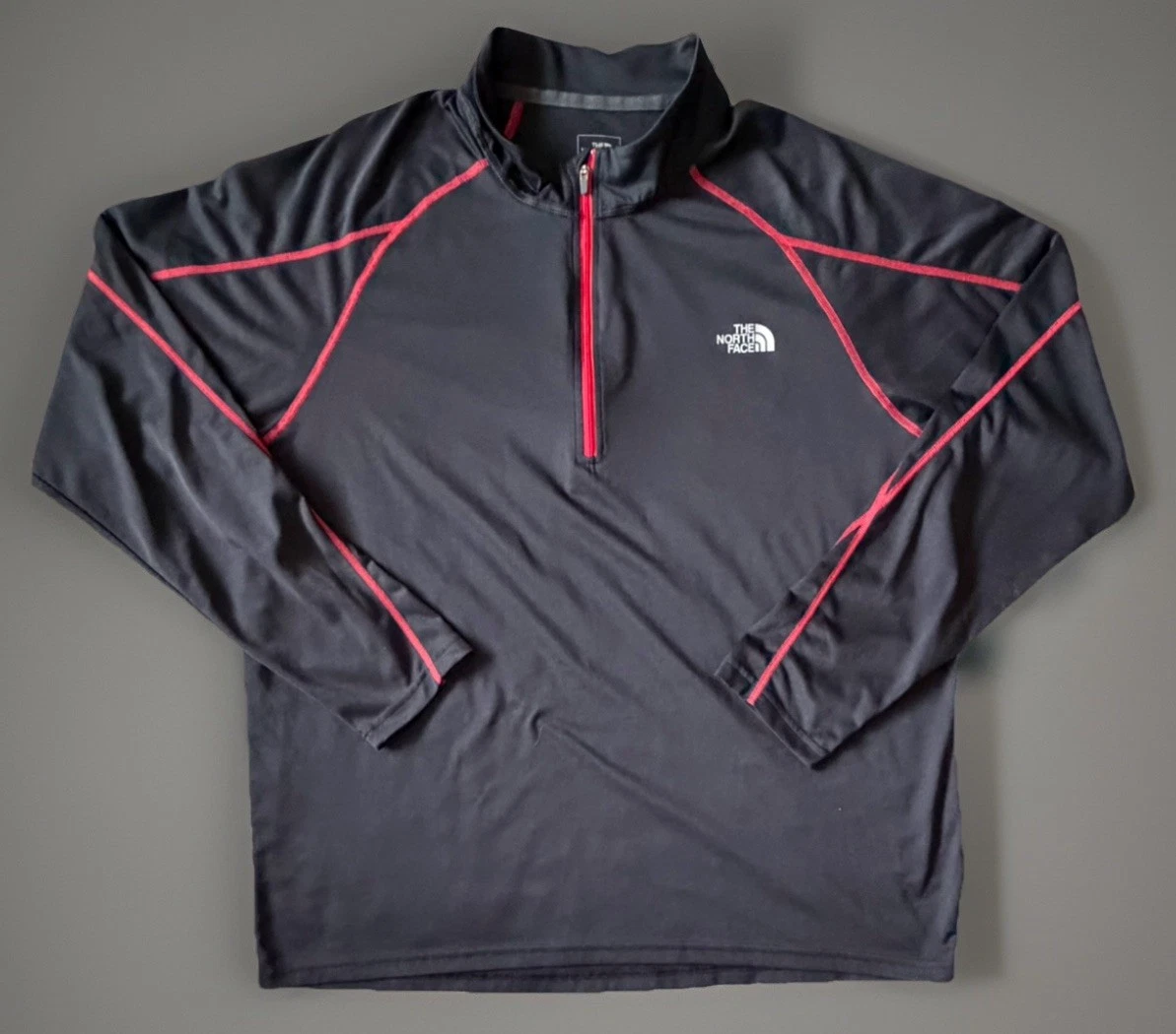 The North Face Pullover FlashDry 1/4 Quarter Zip Shirt Black Logo Large JBHS