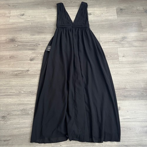 Lulus Heavenly Hues Maxi Dress Large Black Chiffon Side Slit Goddess Formal NWT - Picture 10 of 12