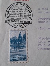 1931 Lettre Maison AMIEUX Frères Chantenay SARDINES Timbre exposition coloniale